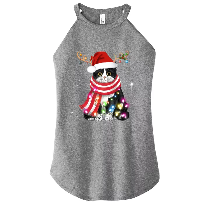 Santa Cat Gorgeous Reindeer Light Christmas Lover Gift Women’s Perfect Tri Rocker Tank