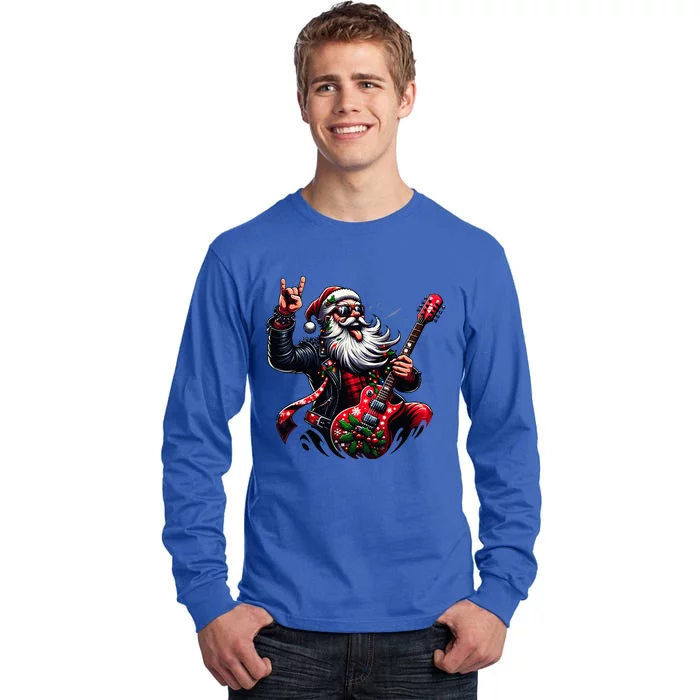 Santa Claus Guitar Player Rock & Roll Christmas Tall Long Sleeve T-Shirt