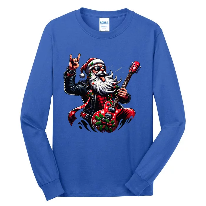 Santa Claus Guitar Player Rock & Roll Christmas Tall Long Sleeve T-Shirt