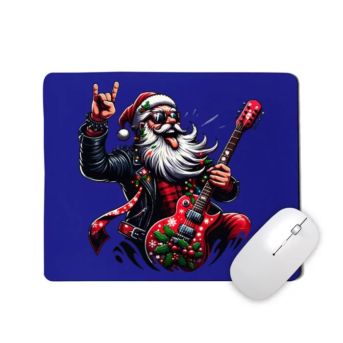 Santa Claus Guitar Player Rock & Roll Christmas Mousepad