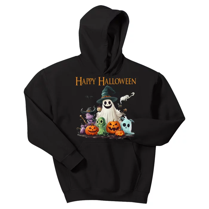 Spooky Cute Ghost Halloween Costume Happy Halloween Ghost Kids Hoodie