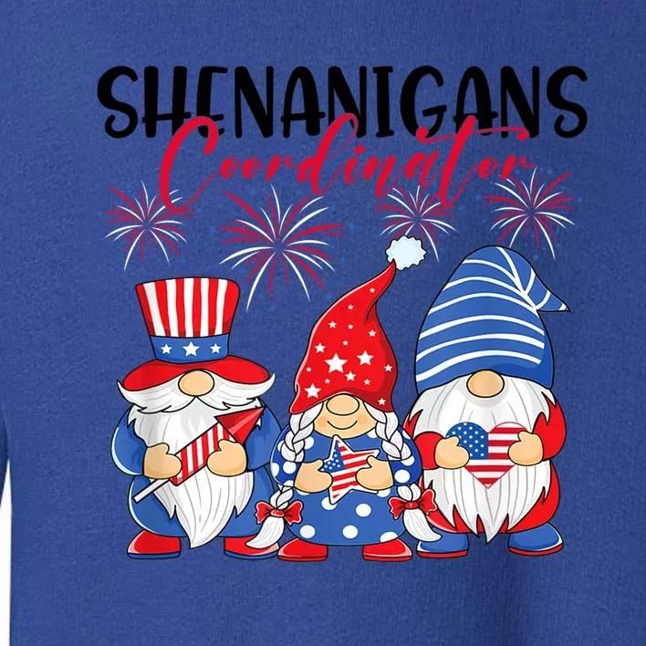 Shenanigans Coordinator Gnomies 4th Of July Gnome Patriotic Gift Toddler Sweatshirt