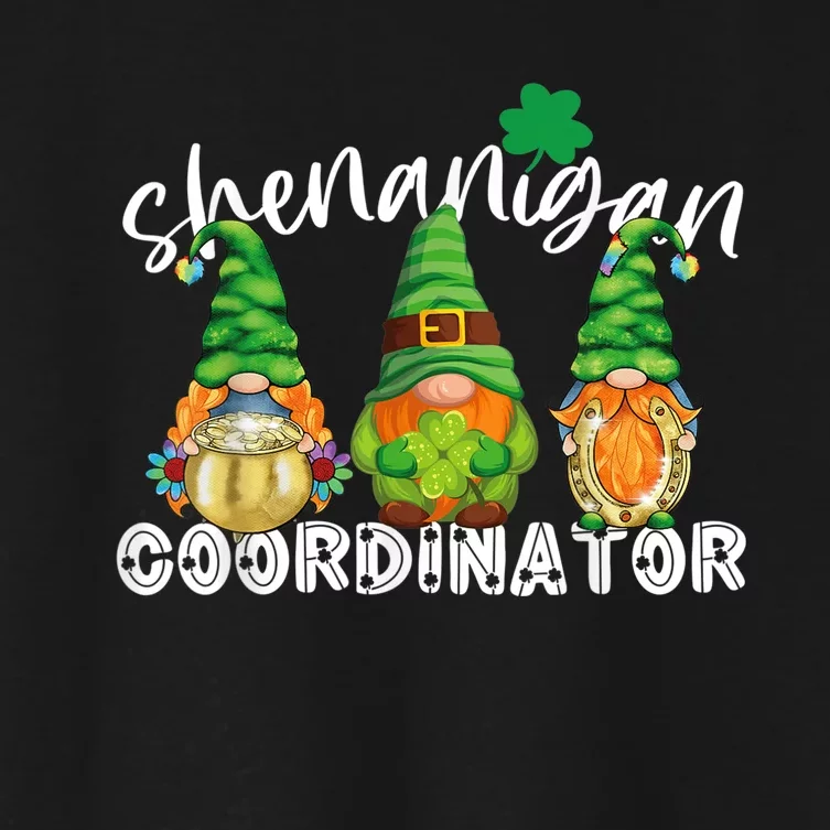 Shenanigans Coordinator Gnomes Teacher St Patricks Day Gifts Women's Crop Top Tee