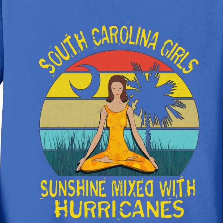 South Carolina Girls Pride Cool Gift Sunshine Mixed With Hurricane Gift Kids Long Sleeve Shirt