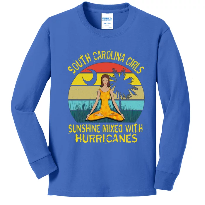 South Carolina Girls Pride Cool Gift Sunshine Mixed With Hurricane Gift Kids Long Sleeve Shirt