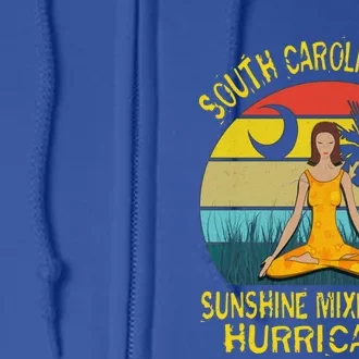 South Carolina Girls Pride Cool Gift Sunshine Mixed With Hurricane Gift Full Zip Hoodie