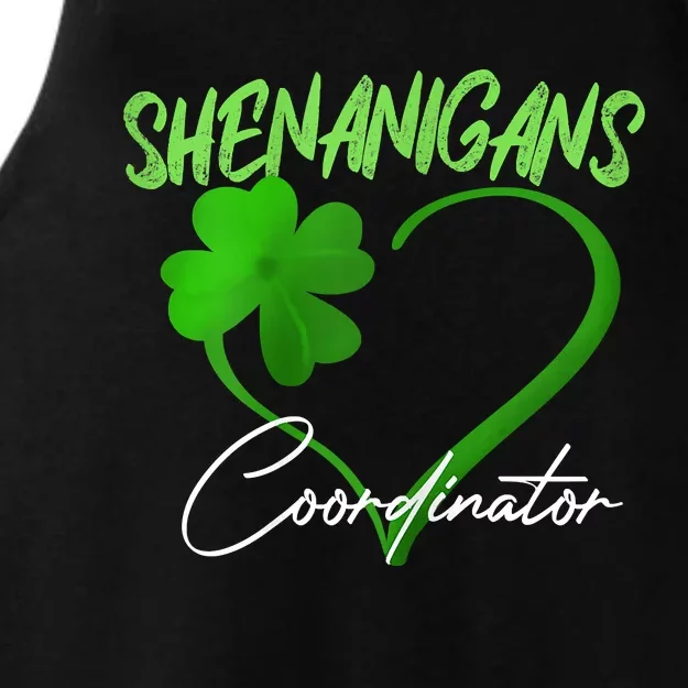 Shenanigans Coordinator Green Heart Shamrock St Patricks Day Ladies Tri-Blend Wicking Tank