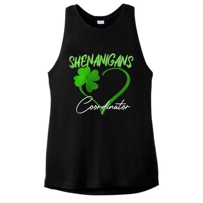 Shenanigans Coordinator Green Heart Shamrock St Patricks Day Ladies Tri-Blend Wicking Tank