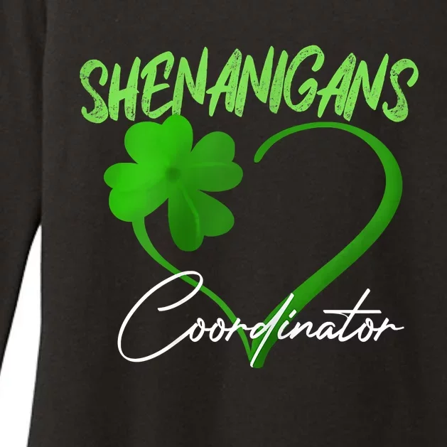 Shenanigans Coordinator Green Heart Shamrock St Patricks Day Womens CVC Long Sleeve Shirt