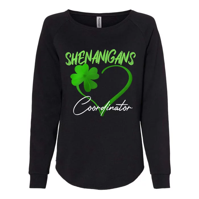 Shenanigans Coordinator Green Heart Shamrock St Patricks Day Womens California Wash Sweatshirt