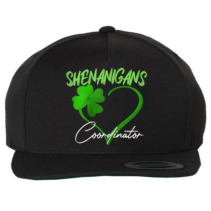 Shenanigans Coordinator Green Heart Shamrock St Patricks Day Wool Snapback Cap