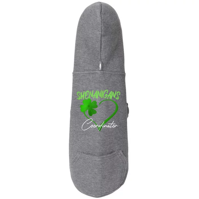 Shenanigans Coordinator Green Heart Shamrock St Patricks Day Doggie 3-End Fleece Hoodie