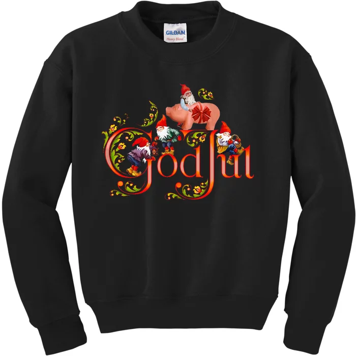 Scandinavian Christmas God Jul Marzipan Pig Kids Sweatshirt