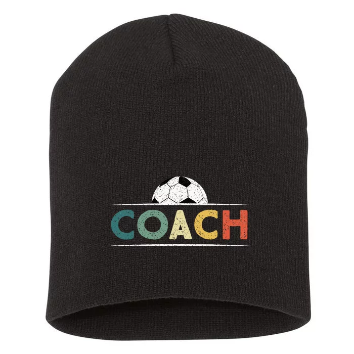 Soccer Coach Gifts Funny Retro Vintage Soccer Ball Coaching Short Acrylic Beanie