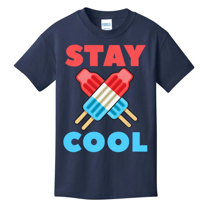 Stay Cool Girl Boy Popsicle Funny 4th Of July Kids T-Shirt