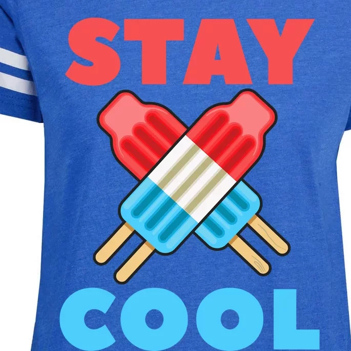 Stay Cool Girl Boy Popsicle Funny 4th Of July Enza Ladies Jersey Football T-Shirt