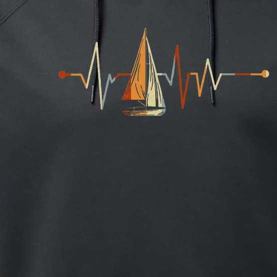 Sea Captain Gift Sail Boat Heartbeat Boat Sailing Performance Fleece Hoodie