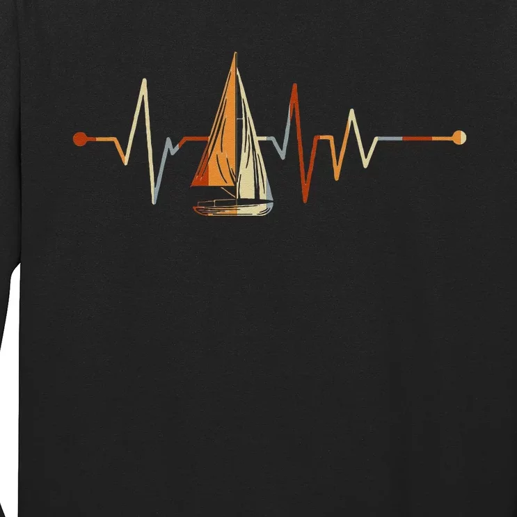 Sea Captain Gift Sail Boat Heartbeat Boat Sailing Long Sleeve Shirt