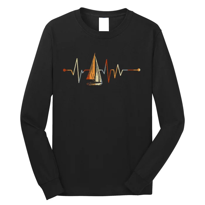 Sea Captain Gift Sail Boat Heartbeat Boat Sailing Long Sleeve Shirt