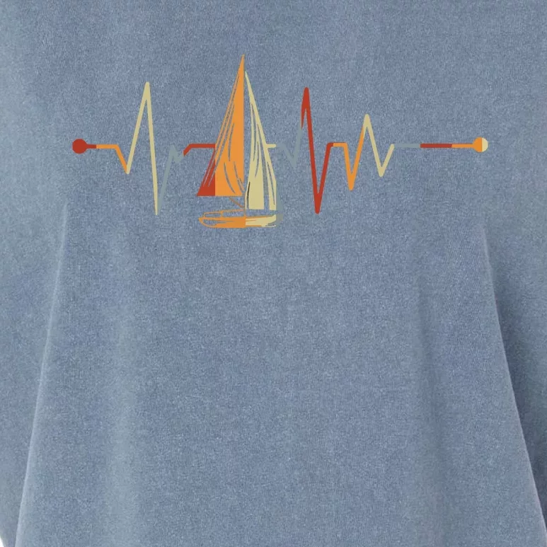 Sea Captain Gift Sail Boat Heartbeat Boat Sailing Garment-Dyed Women's Muscle Tee