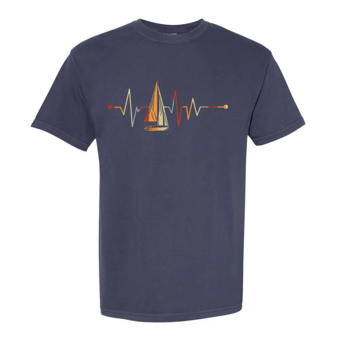 Sea Captain Gift Sail Boat Heartbeat Boat Sailing Garment-Dyed Heavyweight T-Shirt