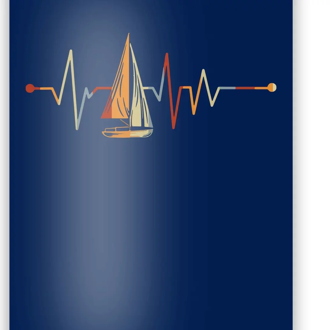 Sea Captain Gift Sail Boat Heartbeat Boat Sailing Poster