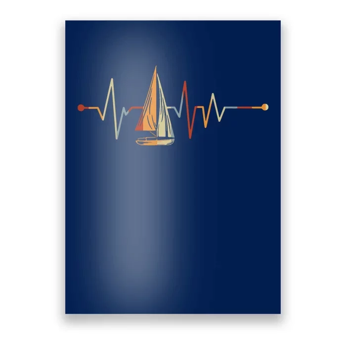 Sea Captain Gift Sail Boat Heartbeat Boat Sailing Poster