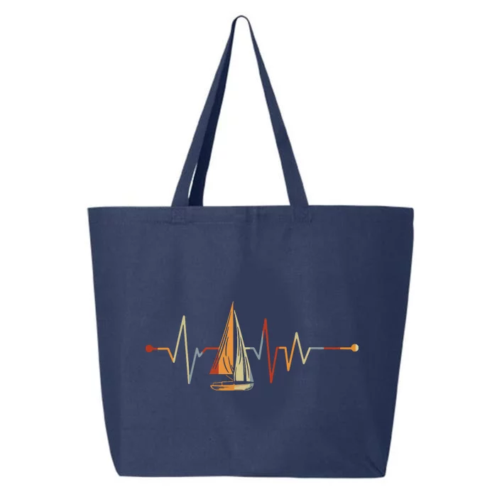 Sea Captain Gift Sail Boat Heartbeat Boat Sailing 25L Jumbo Tote