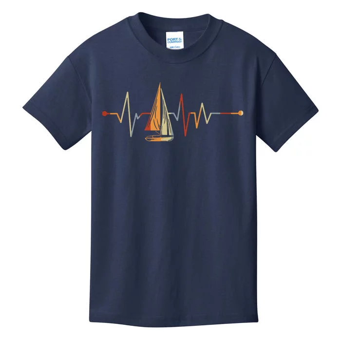 Sea Captain Gift Sail Boat Heartbeat Boat Sailing Kids T-Shirt