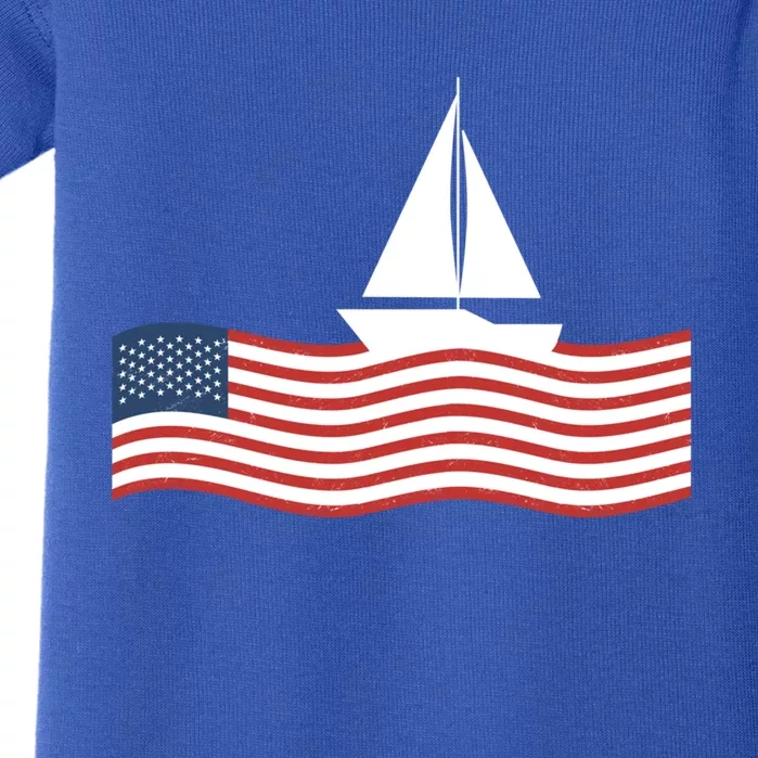 Sailer Cool Gift Sailing Ship American Flag Sailboat Cool Gift Boating Gift Baby Bodysuit