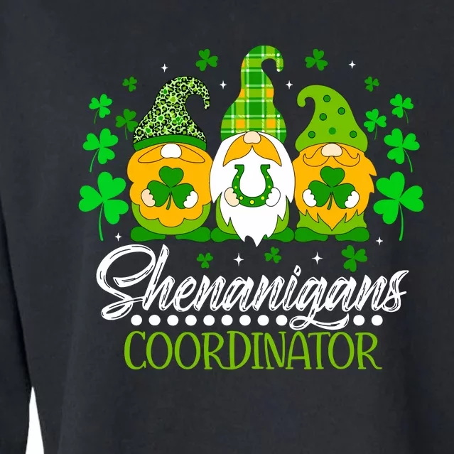 Shenanigans Coordinator Gnome Irish Shamrock Patricks Day Cropped Pullover Crew