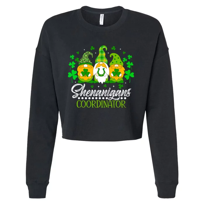 Shenanigans Coordinator Gnome Irish Shamrock Patricks Day Cropped Pullover Crew