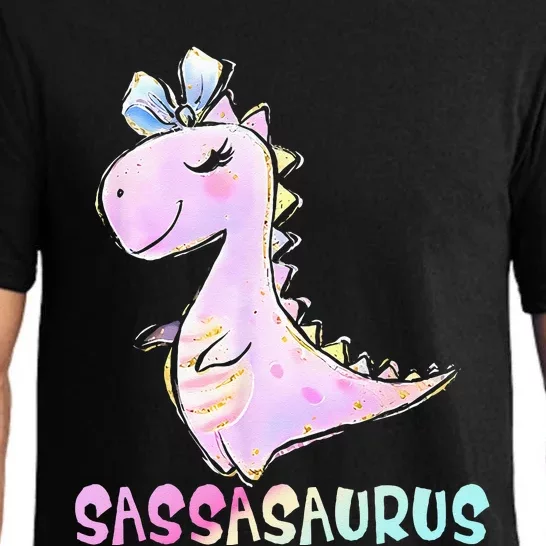 Sassasaurus Cute Girl Dinosaur Funny Gifts For Kids Girls Pajama Set