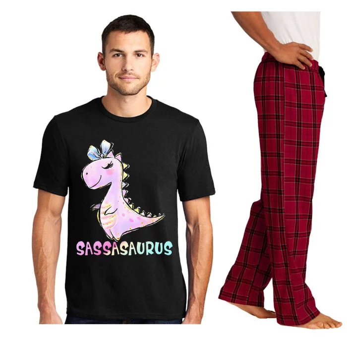 Sassasaurus Cute Girl Dinosaur Funny Gifts For Kids Girls Pajama Set