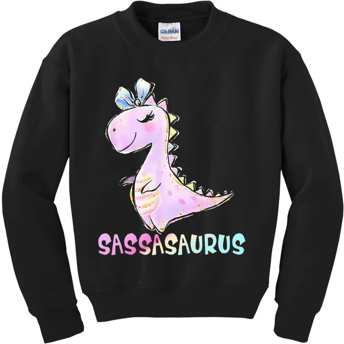 Sassasaurus Cute Girl Dinosaur Funny Gifts For Kids Girls Kids Sweatshirt