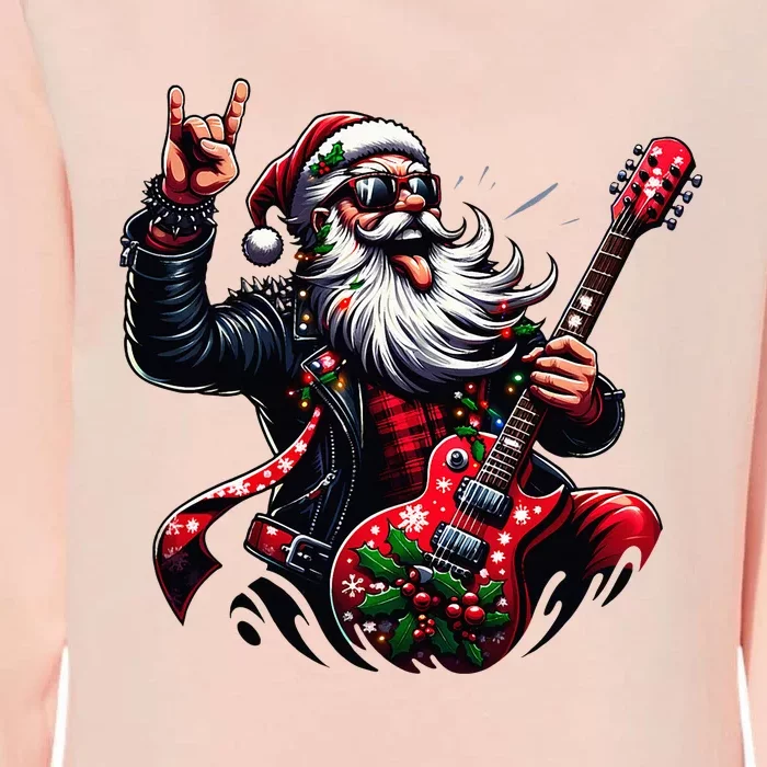 Santa Claus Guitar Player Rock & Roll xmas Womens California Wash Sweatshirt