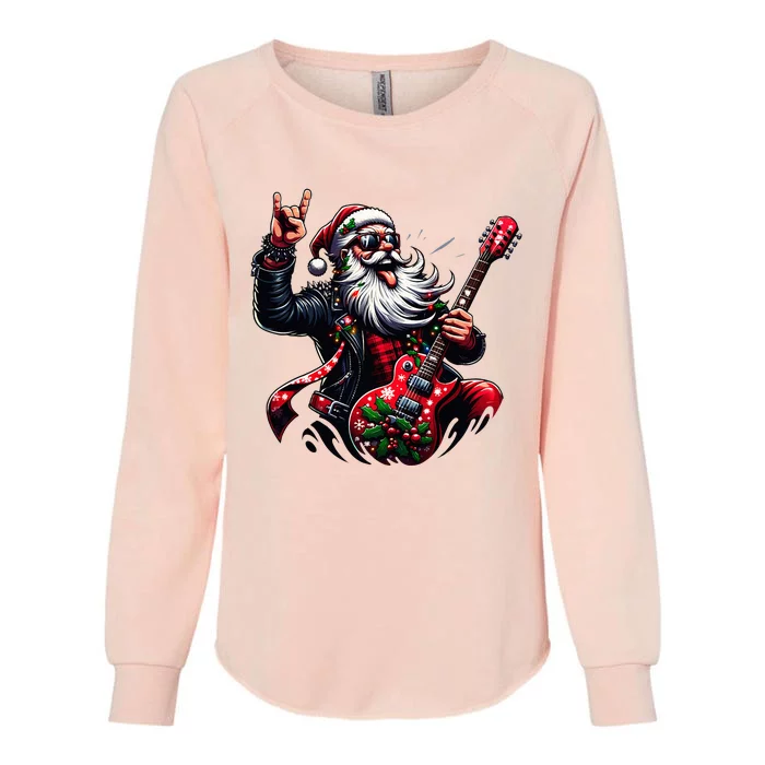 Santa Claus Guitar Player Rock & Roll xmas Womens California Wash Sweatshirt