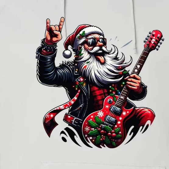 Santa Claus Guitar Player Rock & Roll xmas Performance Fleece Hoodie