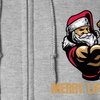 Santa Claus Gym Bodybuilding Fitness Merry Liftmas XMAS Full Zip Hoodie