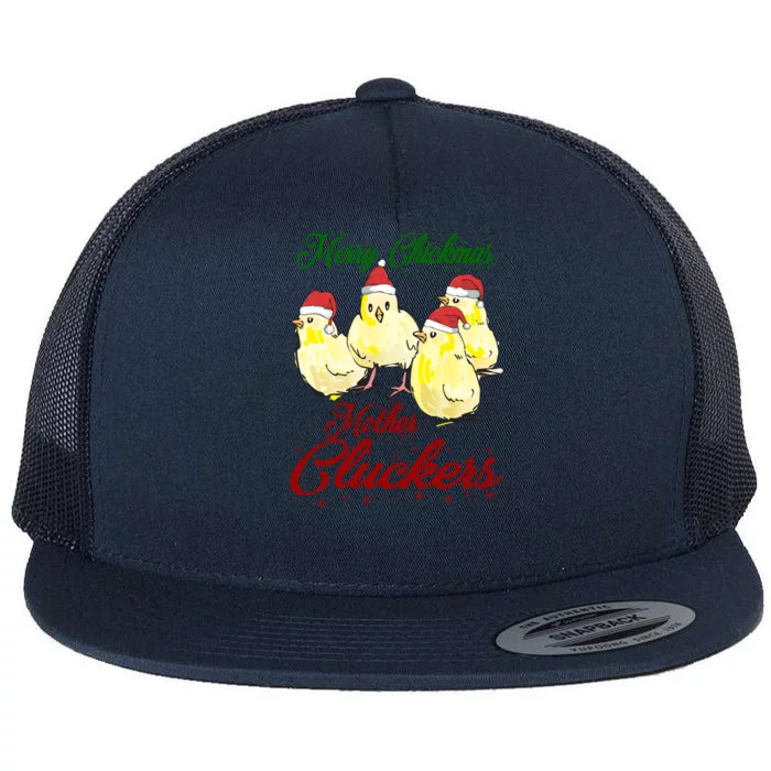 Santa Chicks Great Gift Merry Chickmas Mother Cluckers Gift Flat Bill Trucker Hat