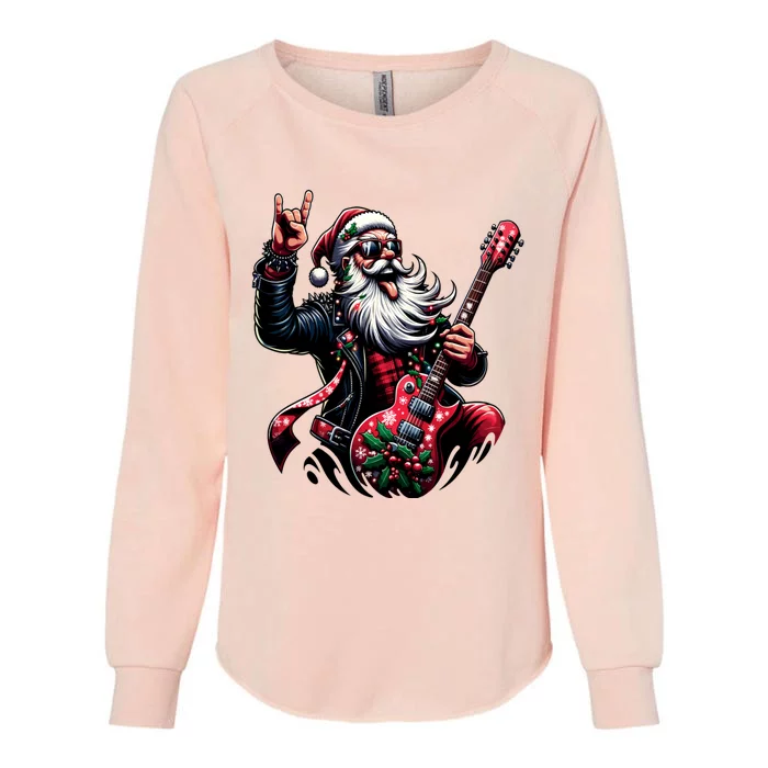 Santa Claus Guitar Player Rock & Roll Christmas Womens California Wash Sweatshirt