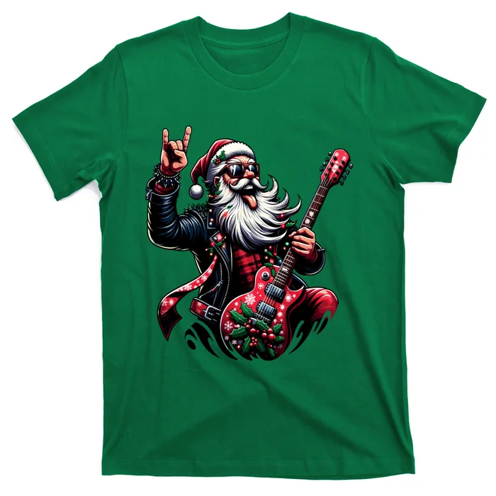 Santa Claus Guitar Player Rock & Roll Christmas T-Shirt