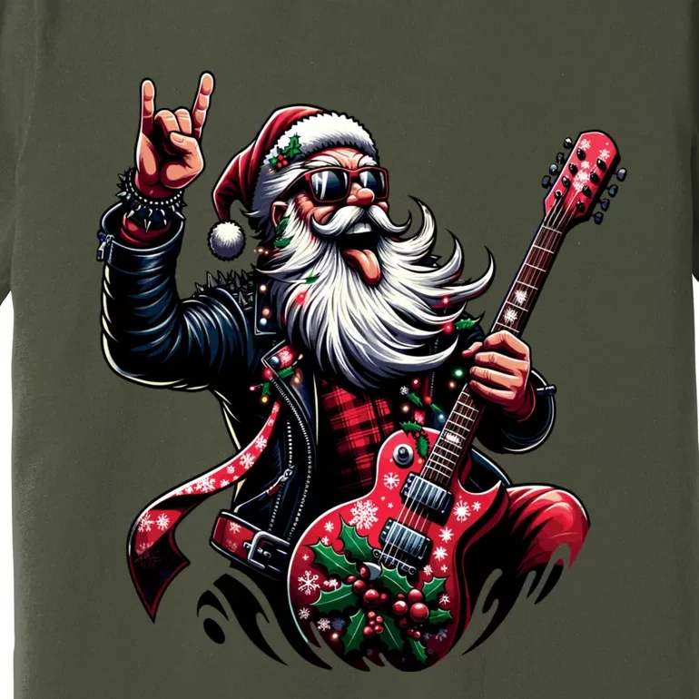 Santa Claus Guitar Player Rock & Roll Christmas Premium T-Shirt