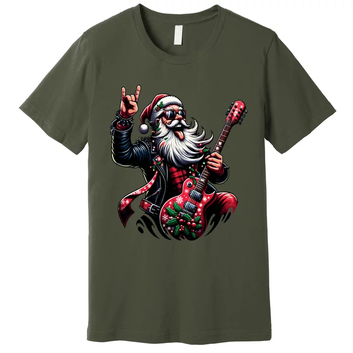 Santa Claus Guitar Player Rock & Roll Christmas Premium T-Shirt