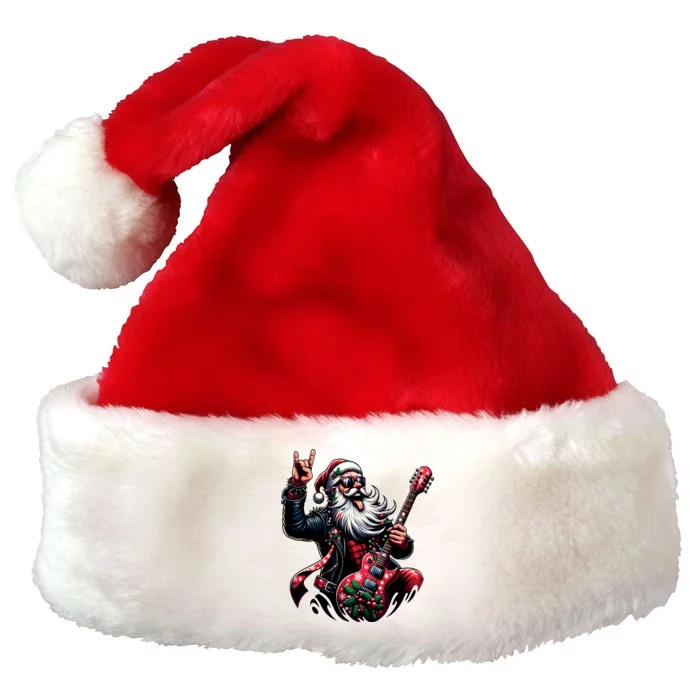 Santa Claus Guitar Player Rock & Roll Christmas Premium Christmas Santa Hat