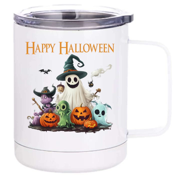 Spooky Cute Ghost Halloween Costume | Happy Halloween Ghost 12 oz Stainless Steel Tumbler Cup