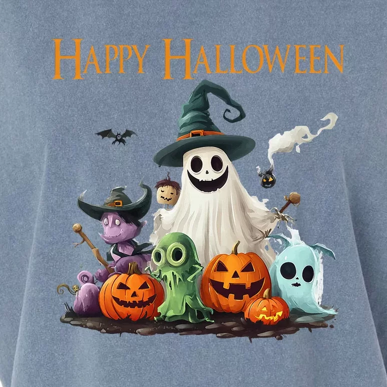 Spooky Cute Ghost Halloween Costume Happy Halloween Ghost Garment-Dyed Women's Muscle Tee