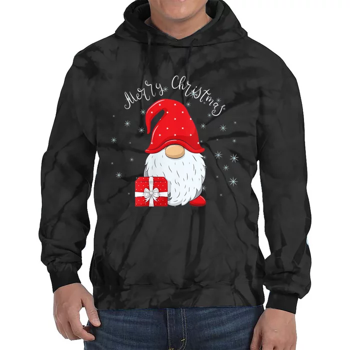 Santa Claus Garden Gnome Merry Christmas Tie Dye Hoodie