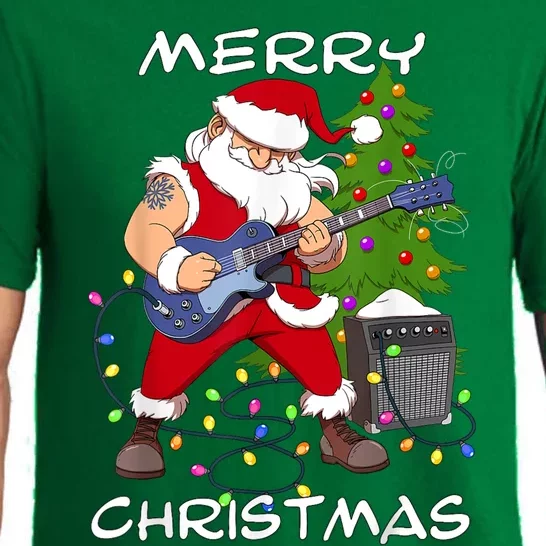 Santa Claus Guitarist Merry Christmas Guitar Pajama Set