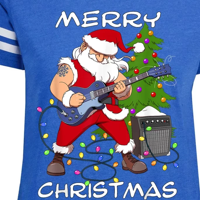 Santa Claus Guitarist Merry Christmas Guitar Enza Ladies Jersey Football T-Shirt